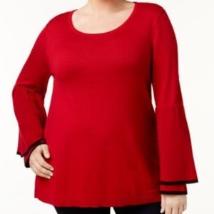 Style Co Ruffled-Sleeve Sweater Cranberry